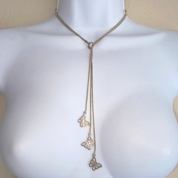 Sterling Silver butterfly lariat necklace - Picture 1 of 5
